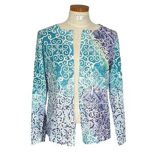 Christopher & Banks Multicolor Graphic Button up Long Sleeve Cardigan SzM